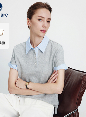 Navigare意大利小帆船灰色套头短袖POLO衫2026夏季翻领百搭体恤衫