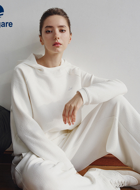 Navigare意大利小帆船宽松连帽卫衣女25秋季新款加厚白色套头衫