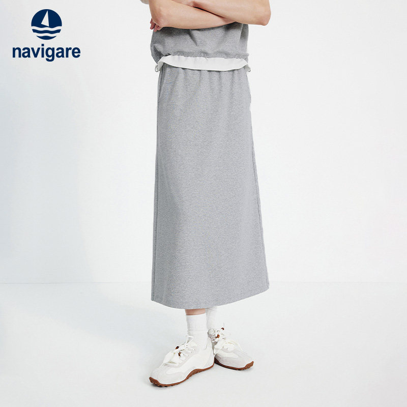 Navigare意大利小帆船休闲百搭半身裙女2026春夏高腰弹力