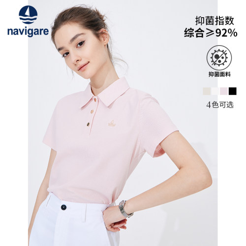 意大利小帆船纯色Polo衫女短袖