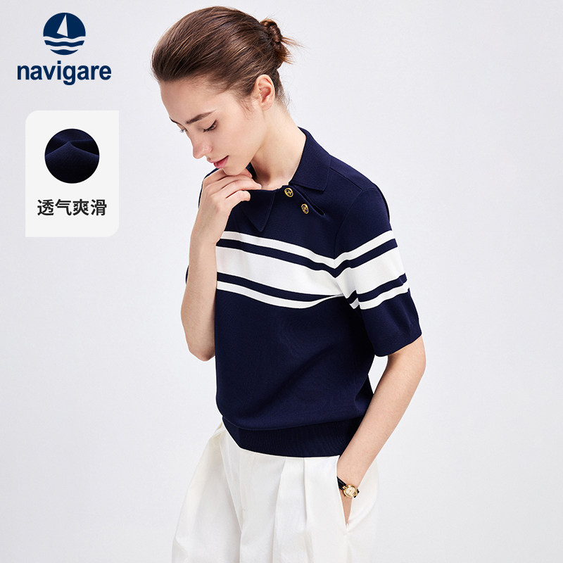 Navigare设计感短袖针织衫图片
