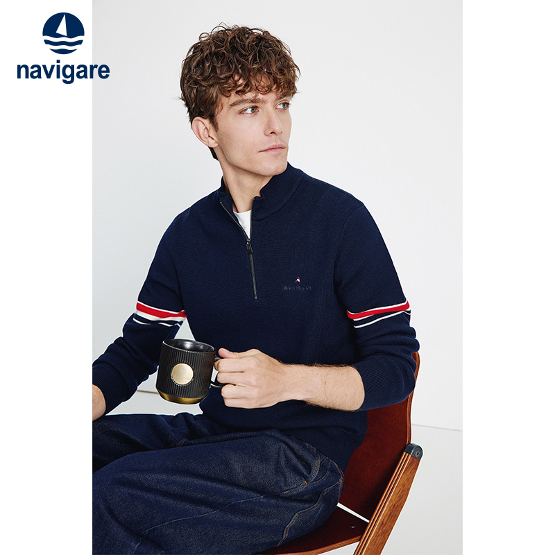 Navigare可机洗半开领针织衫