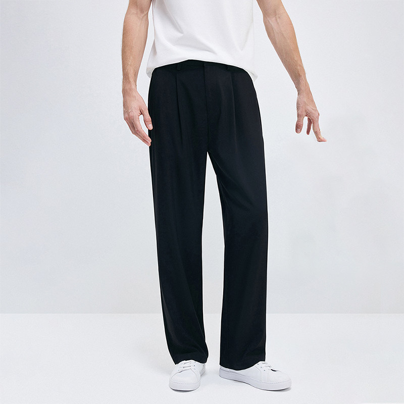 Navigare意大利小帆船夏季新款百搭休闲裤男黑色宽松裤子阔腿