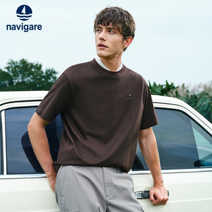 休闲美拉德T恤男短袖 Navigare意大利小帆船夏季 圆领体恤 重磅t
