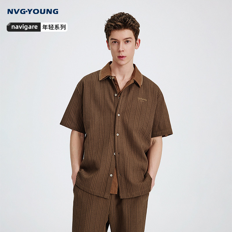 Navigare意大利小帆船翻领衬衫男士外套2026夏季时尚提花