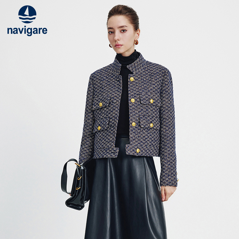 Navigare立领短款小香风外套