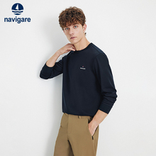 Navigare意大利小帆船圆领套头长袖T恤男士春秋季新款休闲体恤衫