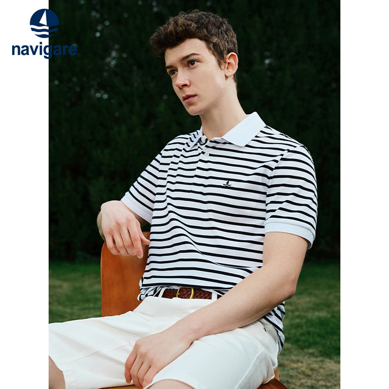 Navigare意大利小帆船夏季新款条纹翻领POLO衫男士休闲短袖T恤,男装,T恤,淘宝优惠券,粉丝福利购,淘宝优惠卷
