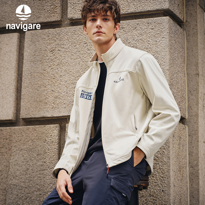 Navigare意大利小帆船一体绒保暖夹克男2025秋冬新品立领防水外套