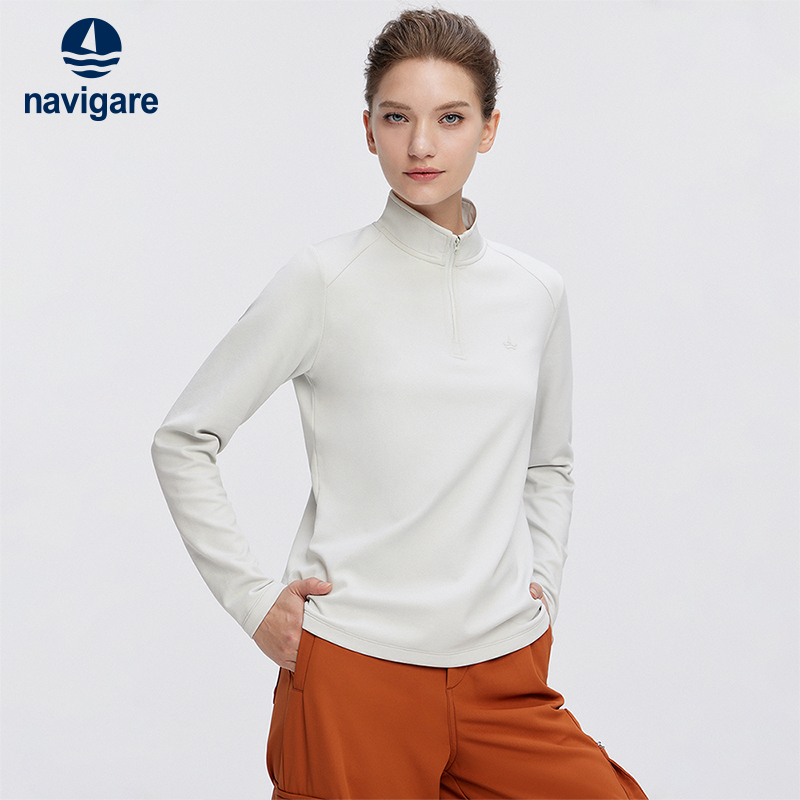 Navigare纯色半开领卫衣女