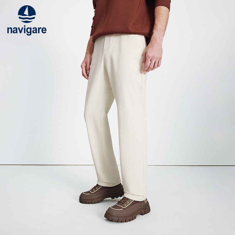 Navigare意大利小帆船加厚加绒休闲裤男25冬季新品白色通勤
