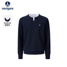 Navigare意大利小帆船假两件针织衫男士2025秋冬新品通勤毛衣
