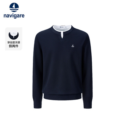 Navigare假两件通勤针织衫