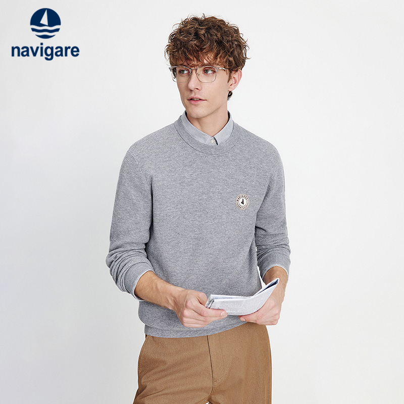 Navigare圆领羊毛通勤针织衫