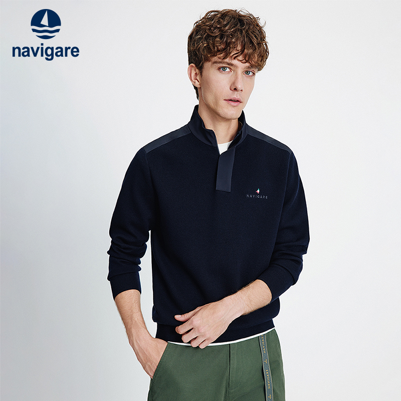 Navigare半开领保暖针织毛衣
