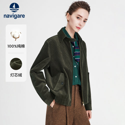 Navigare纯棉灯芯绒宽松短外套
