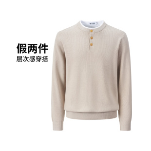 内搭打底衫 Navigare小帆船灰色假两件毛衣男士 通勤针织衫 新款 春季