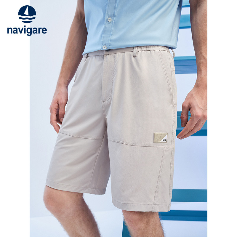 [冰丝]Navigare意大利小帆船夏季新款休闲中裤男通勤弹力五