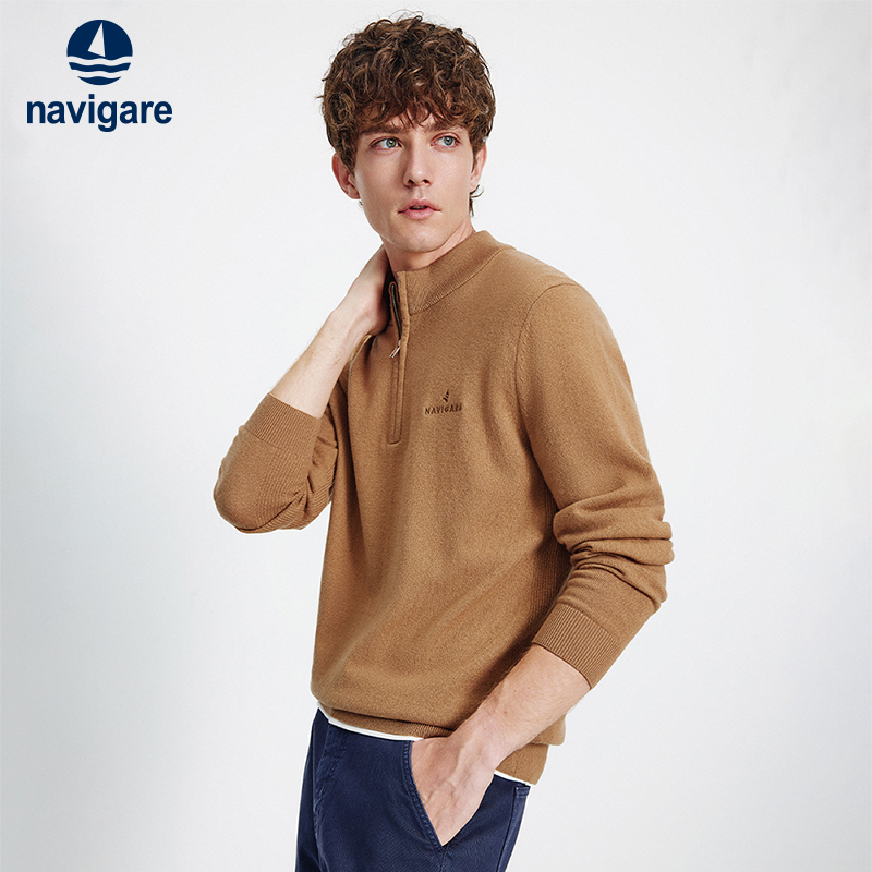 Navigare羊半开领羊绒针织衫