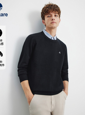 Navigare意大利小帆船假两件衬衫男针织衫春秋新款内搭毛衣打底衫