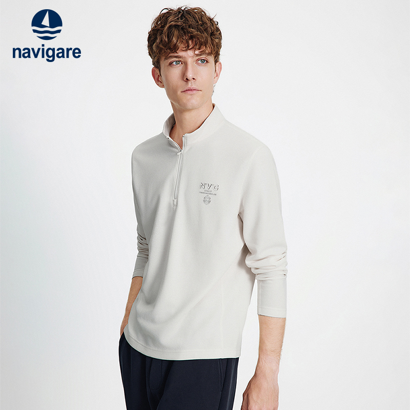 Navigare半拉链领通勤长袖T恤