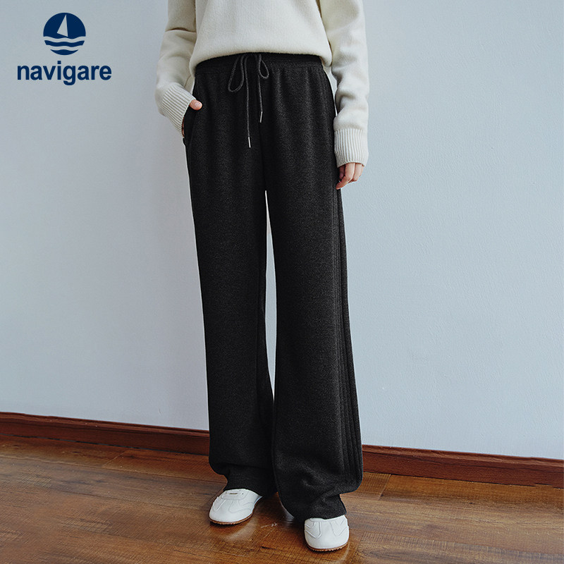 Navigare意大利小帆船松紧腰休闲裤女2025秋冬新款加厚羊