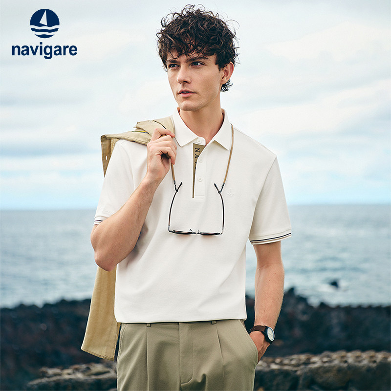 [防蚊]Navigare意大利小帆船休闲POLO衫男短袖2026夏季翻领套头衫