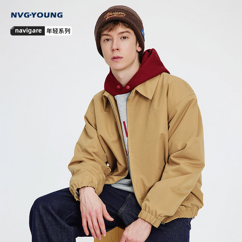Navigare意大利小帆船卡其色翻领夹克男2026春季新款时尚宽松外套