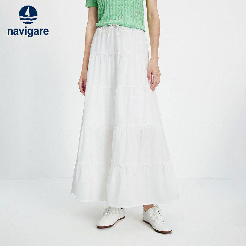 Navigare意大利小帆船百搭休闲半身裙女2026夏季蛋糕裙a