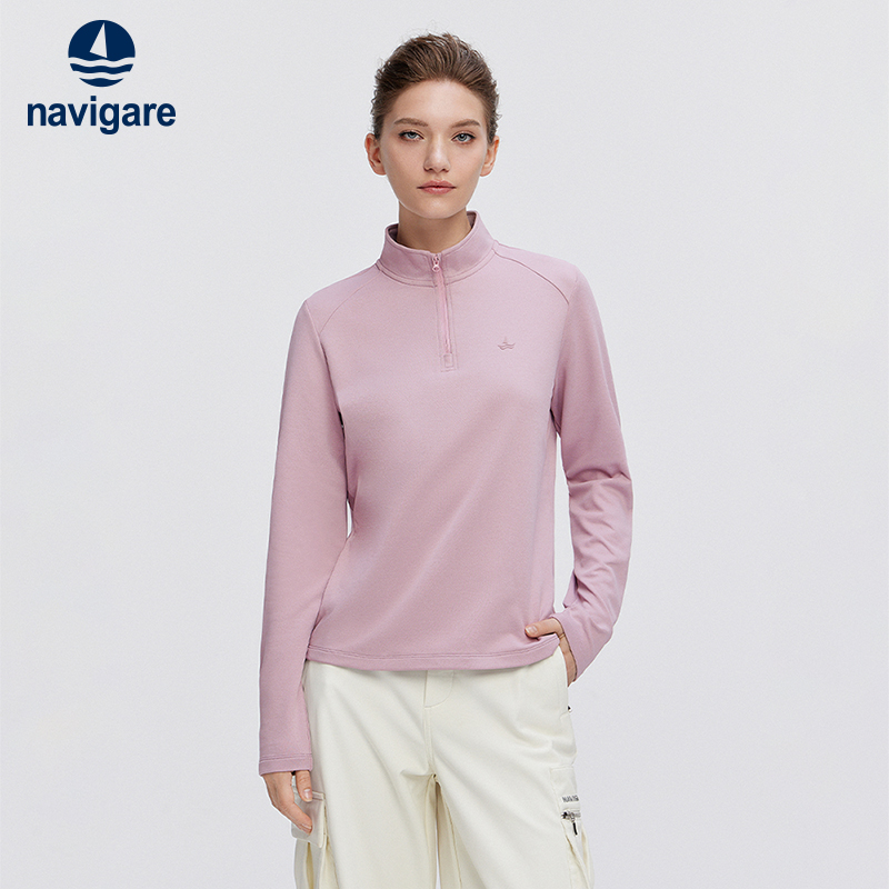 Navigare纯色半开领卫衣女