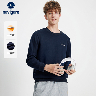 通勤一体绒基础套头衫 新款 圆领卫衣男士 Navigare意大利小帆船时尚