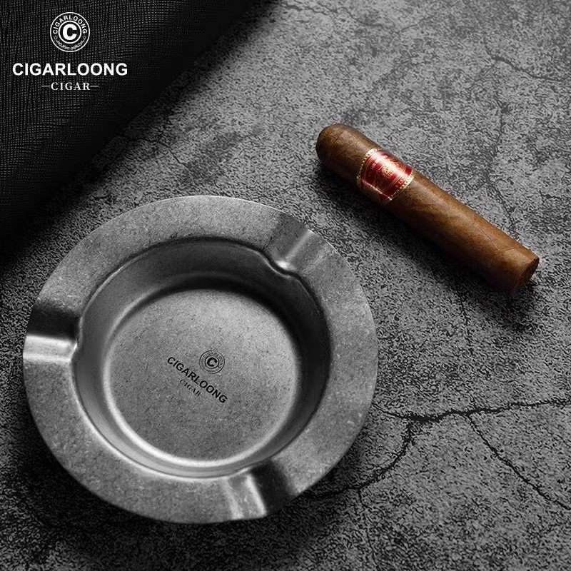 CIGARLOONG茄龙雪茄烟灰缸覆古个性怀旧不锈钢雪茄烟槽家用灭烟器