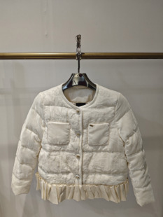 欧洲站2023冬季女丝绒面料国风中式花瓣摆提花白鹅绒羽绒服女6106