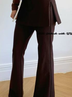 欧洲站2025早秋女v+.com欧货假两件高腰显瘦微喇裤休闲长裤25180