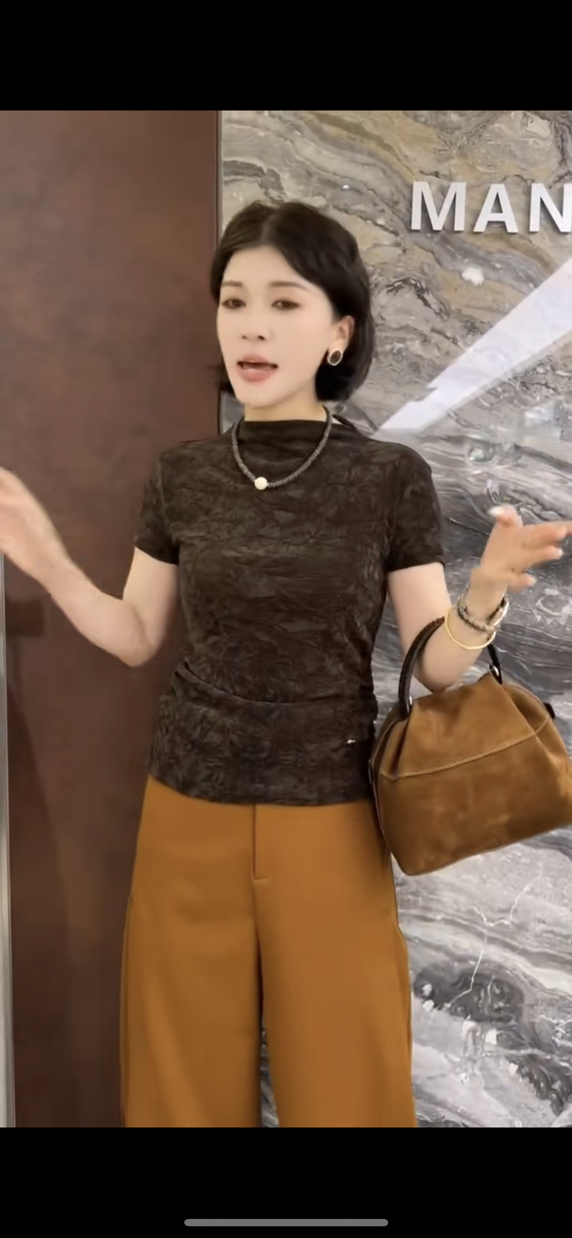 欧洲站早秋复古半高领褶皱T恤女