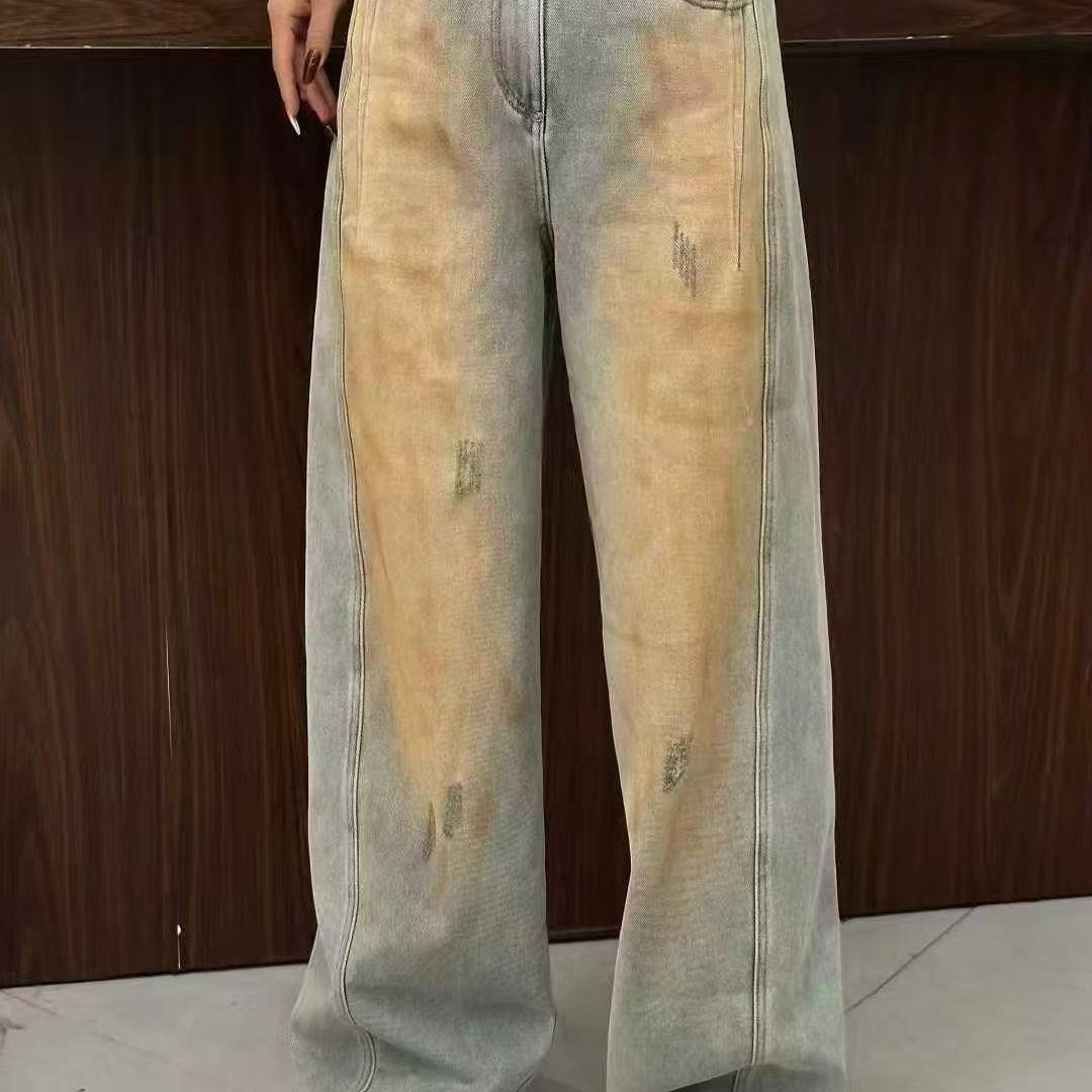 牛仔布加绒2025年冬季高腰弯刀裤