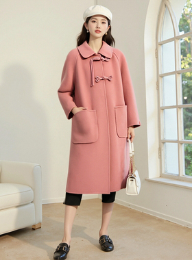 MS201双面呢羊毛大衣2025新款秋冬洋气长款毛呢外套新中式气质