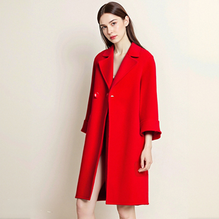 HS274双面呢大衣女中长款2025年春秋季新款双面呢双面外套高端