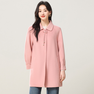 HS230秋冬新款长款双面穿手工100羊毛大衣时尚洋气百搭毛呢外套