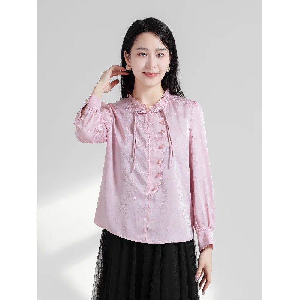 HX497小衫女2026新款热销爆款国风新中式设计长袖显瘦气质上衣