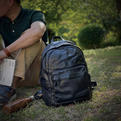 全皮通勤moze双肩通用帆布