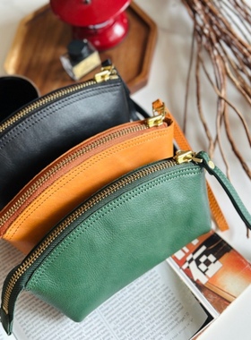 【16.5*21*5.5*11】复古牛皮手拿包手腕带大容量手机包贝壳化妆