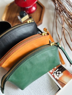 5.5 复古牛皮手拿包手腕带大容量手机包贝壳化妆 16.5