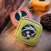 头层牛皮太空舱文玩收纳包便携式 透明防尘文玩核桃手串收纳袋