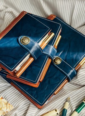 MOZE出品  A5A6A7真皮活页手账本头层牛皮原创手工记事本礼物包装