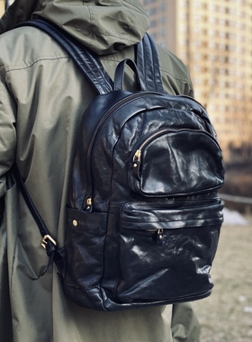 【41*32*14】1.5kg本儿哥头层牛皮双肩包真皮男士出差背包复古款