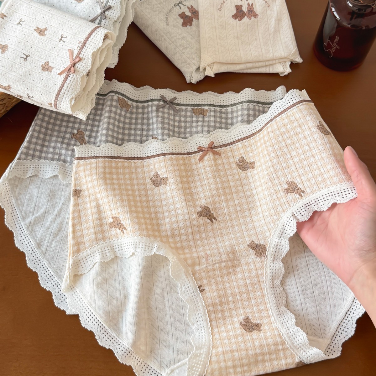 甜美萌物小熊内裤女可爱A类纯棉
