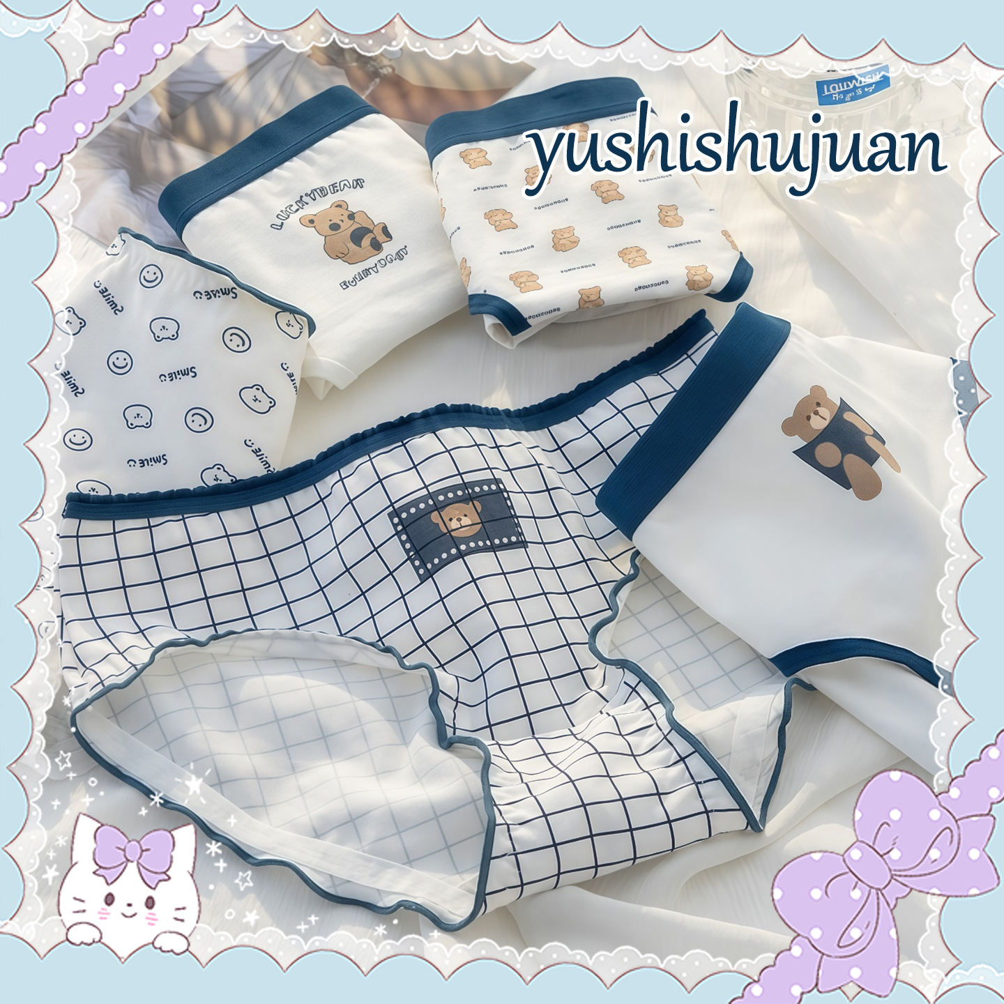 卡通巴塞罗熊可爱少女内裤