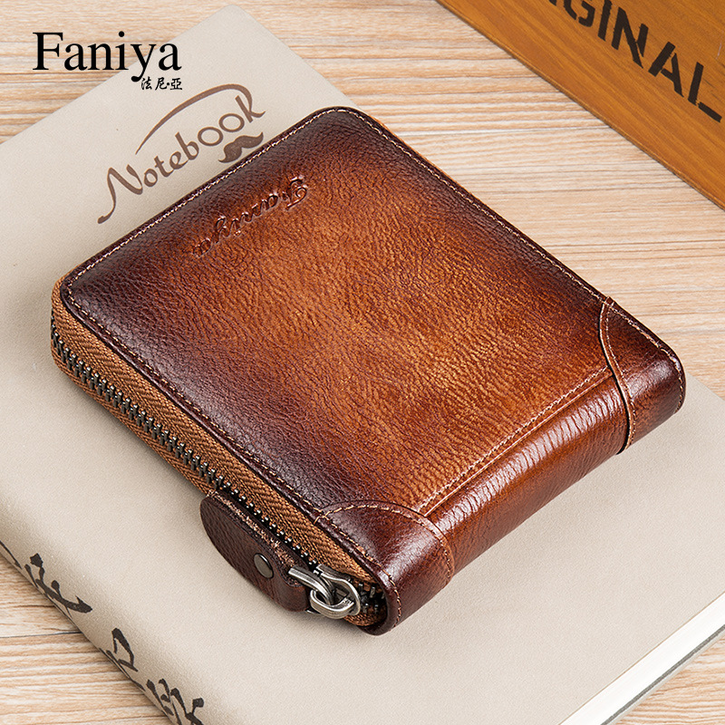 头层牛皮男士钱包短款真皮