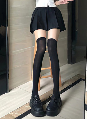 日系jk天鹅绒白色丝袜女压力过膝袜性感显瘦大腿黑色长筒袜春夏款
